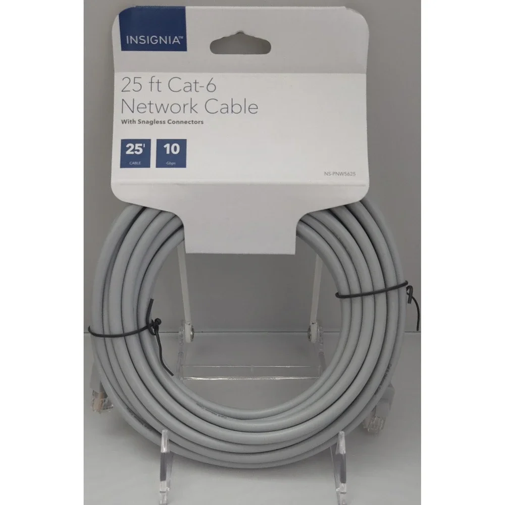 Insignia - 25ft Cat-6 Network Cable - Ethernet RJ45 - 10Gbps - NS-PNW5625 - NEW